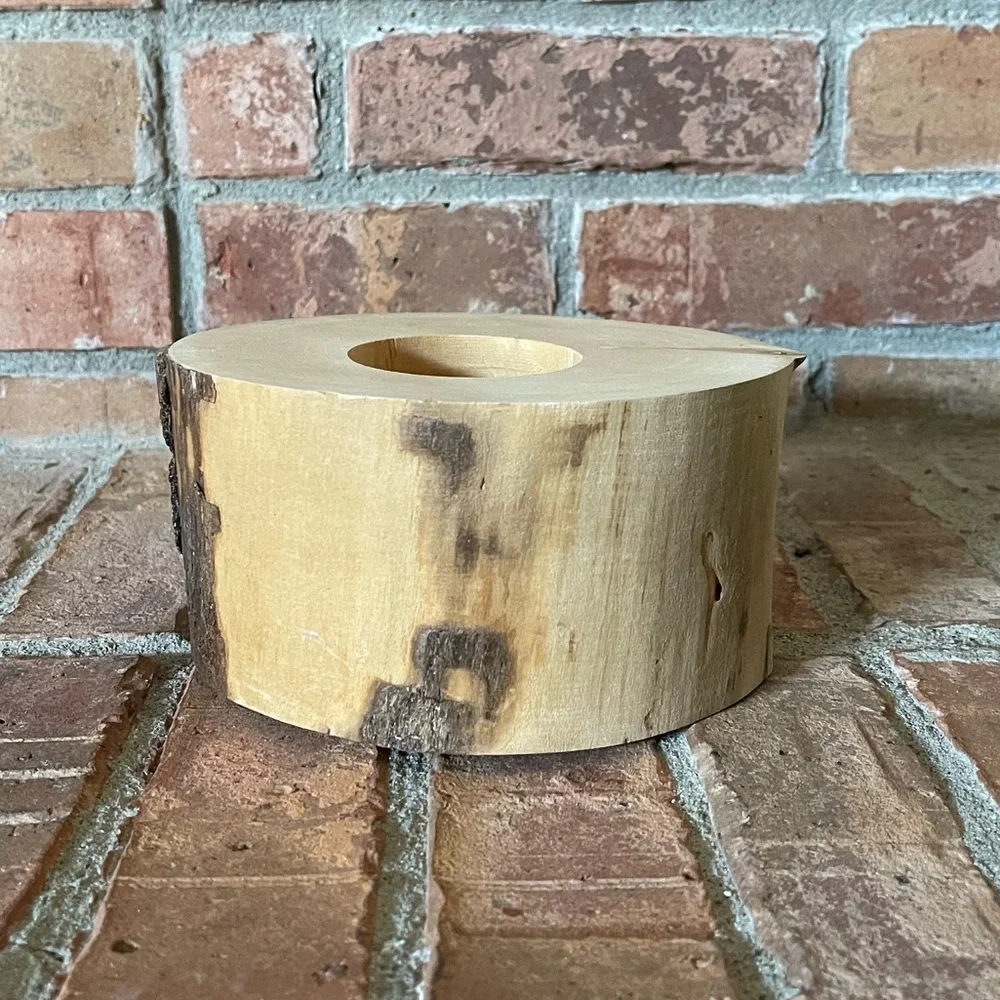 Spinning Aspen Solid Wood Fish Bass Candle Holder